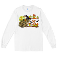 White Trick Or Treat With Frog Long Sleeve Tee - LillyAllenDesigns