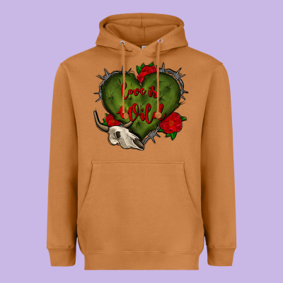 Love Is Wild With Bullskull Olivia Heavyweight Hoodie Designed By Oliviacreatesart