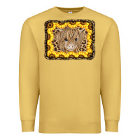Antique Gold Baby Cow Leopard Sunflowers Premium Sweatshirt - CowCowDesign
