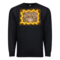 Black Baby Cow Leopard Sunflowers Premium Sweatshirt - CowCowDesign