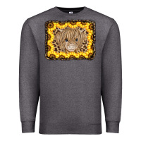 Charcoal Heather Baby Cow Leopard Sunflowers Premium Sweatshirt - CowCowDesign