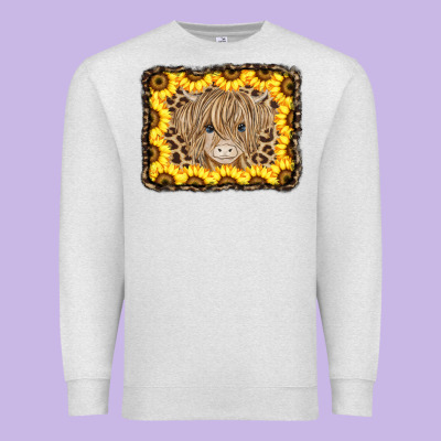 Baby Cow Leopard Sunflowers Premium Sweatshirt Designed By Cowcowdesign