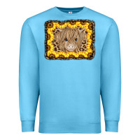 Ocean Blue Baby Cow Leopard Sunflowers Premium Sweatshirt - CowCowDesign