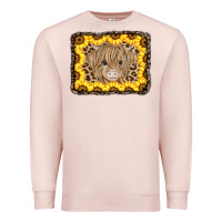 Pale Pink Baby Cow Leopard Sunflowers Premium Sweatshirt - CowCowDesign