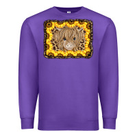 Purple Baby Cow Leopard Sunflowers Premium Sweatshirt - CowCowDesign