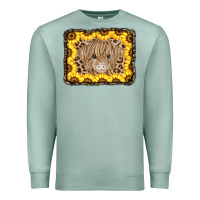 Seafoam Baby Cow Leopard Sunflowers Premium Sweatshirt - CowCowDesign
