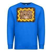 True Royal Baby Cow Leopard Sunflowers Premium Sweatshirt - CowCowDesign