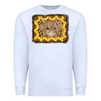 White Baby Cow Leopard Sunflowers Premium Sweatshirt - CowCowDesign