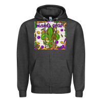 Charcoal Heather Mardi Gras Fleur De Lis tumbler Zipper Hoodie - HowdyJamesFarm