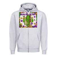 Heather Grey Mardi Gras Fleur De Lis tumbler Zipper Hoodie - HowdyJamesFarm