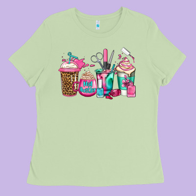 Nail Hustler Coffee Cups Ladies Tee Designed By Jasminsmagicworld