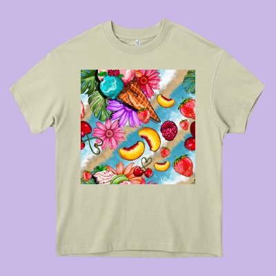 Flowers Ice Cream Fruit Heavy Core Tee Designed By Bundleandbundleshop