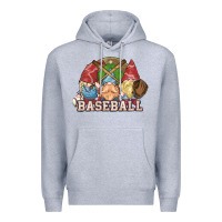 Heather Grey Baseball gnomies Premium Hoodie - HowdyJamesFarm