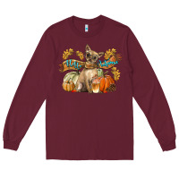 Burgundy Hello Autumn With Chihuahua Dog Long Sleeve Tee - LillyAllenDesigns
