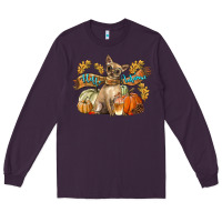 Plum Hello Autumn With Chihuahua Dog Long Sleeve Tee - LillyAllenDesigns