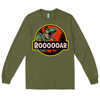 Army Green t rex roaring Long Sleeve Tee - RanaPortraitStore