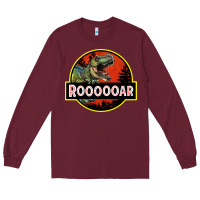 Burgundy t rex roaring Long Sleeve Tee - RanaPortraitStore