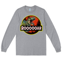 Heather Grey t rex roaring Long Sleeve Tee - RanaPortraitStore