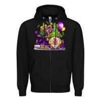 Black Mardi Gras gnome on the truck Zipper Hoodie - HowdyJamesFarm