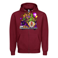 Burgundy Mardi Gras gnome on the truck Zipper Hoodie - HowdyJamesFarm