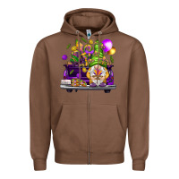 Chestnut Mardi Gras gnome on the truck Zipper Hoodie - HowdyJamesFarm