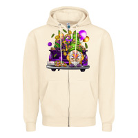 Sandshell Mardi Gras gnome on the truck Zipper Hoodie - HowdyJamesFarm