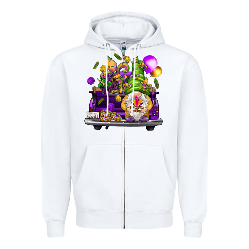 Mardi Gras Gnome On The Truck Zipper Hoodie by HowdyJamesFarm | Teevron