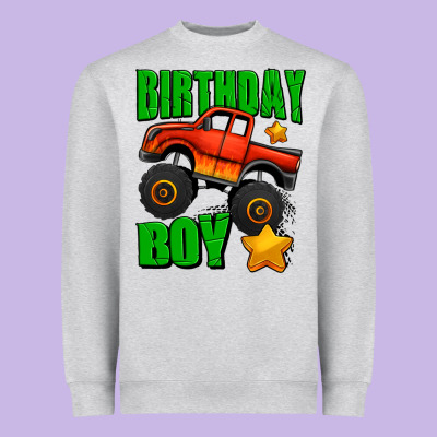 Birthday Boy Monster Truck Heavyweight Sweatshirt Designed By Jasminsmagicworld