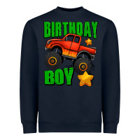 Navy birthday boy monster truck Heavyweight Sweatshirt - Jasminsmagicworld