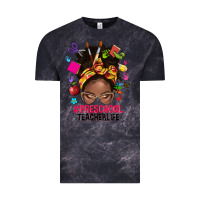 Cloud Black preschool teacher life afro messy bun Vintage Tee - NancyCooperArtShop