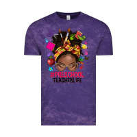 Cloud Purple preschool teacher life afro messy bun Vintage Tee - NancyCooperArtShop