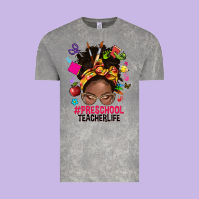 Preschool Teacher Life Afro Messy Bun Vintage Tee Designed By Nancycooperartshop