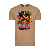 Vintage Coffee preschool teacher life afro messy bun Vintage Tee - NancyCooperArtShop