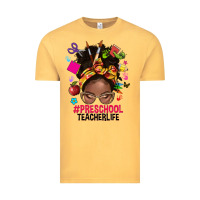 Vintage Mustard preschool teacher life afro messy bun Vintage Tee - NancyCooperArtShop