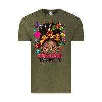 Vintage Olive preschool teacher life afro messy bun Vintage Tee - NancyCooperArtShop