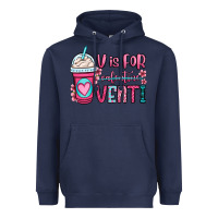 Navy v is for valentine venti coffee cup Heavyweight Hoodie - OliviaCreatesArt
