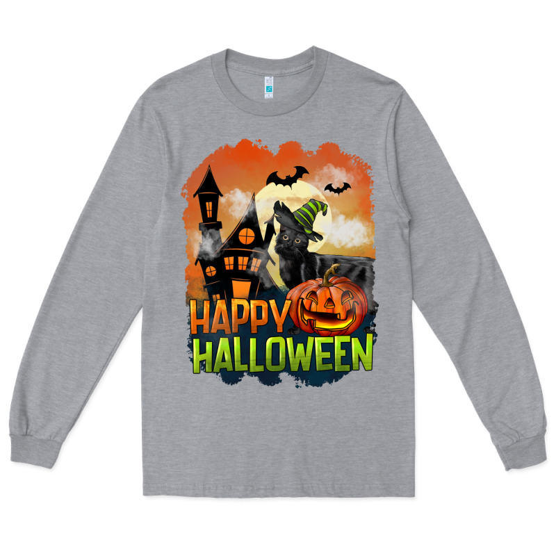 Happy Halloween With Black Cat Long Sleeve Tee by LillyAllenDesigns | Teevron