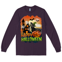 Plum Happy Halloween With Black Cat Long Sleeve Tee - LillyAllenDesigns