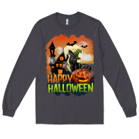 Smoke Happy Halloween With Black Cat Long Sleeve Tee - LillyAllenDesigns