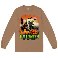 Toasted Coconut Happy Halloween With Black Cat Long Sleeve Tee - LillyAllenDesigns