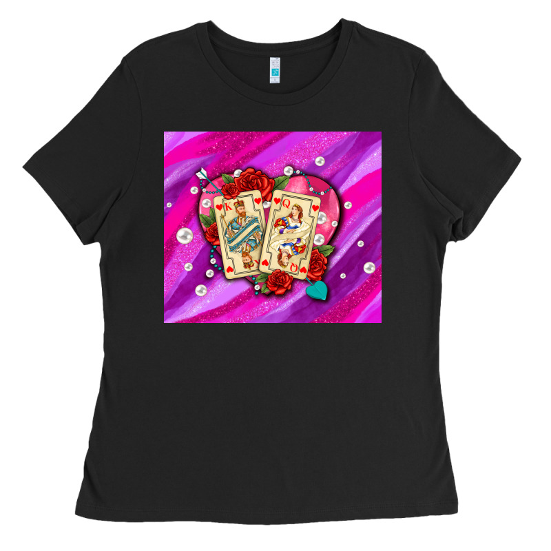 Valentines Day Playing Cards And Pearl Watercolor Ladies Tee by AdoDesignShop | Teevron