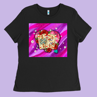 Valentines Day Playing Cards And Pearl Watercolor Ladies Tee Designed By Adodesignshop