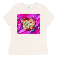 Bone valentines day playing cards and pearl watercolor Ladies Tee - AdoDesignShop