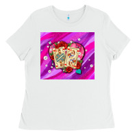 White valentines day playing cards and pearl watercolor Ladies Tee - AdoDesignShop