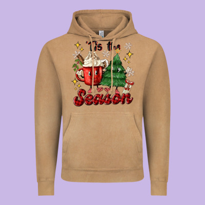 'tis The Season With Christmas Tree And Hot Cocoa Vintage Hoodie Designed By Maliassmallbusiness