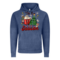 Vintage Denim 'tis the season with christmas tree and hot cocoa Vintage Hoodie - MaliasSmallBusiness