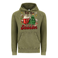 Vintage Olive 'tis the season with christmas tree and hot cocoa Vintage Hoodie - MaliasSmallBusiness