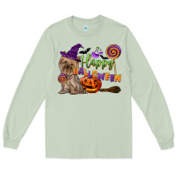 Matcha Happy Halloween With Yorkshire Terrier Dog Long Sleeve Tee - LillyAllenDesigns