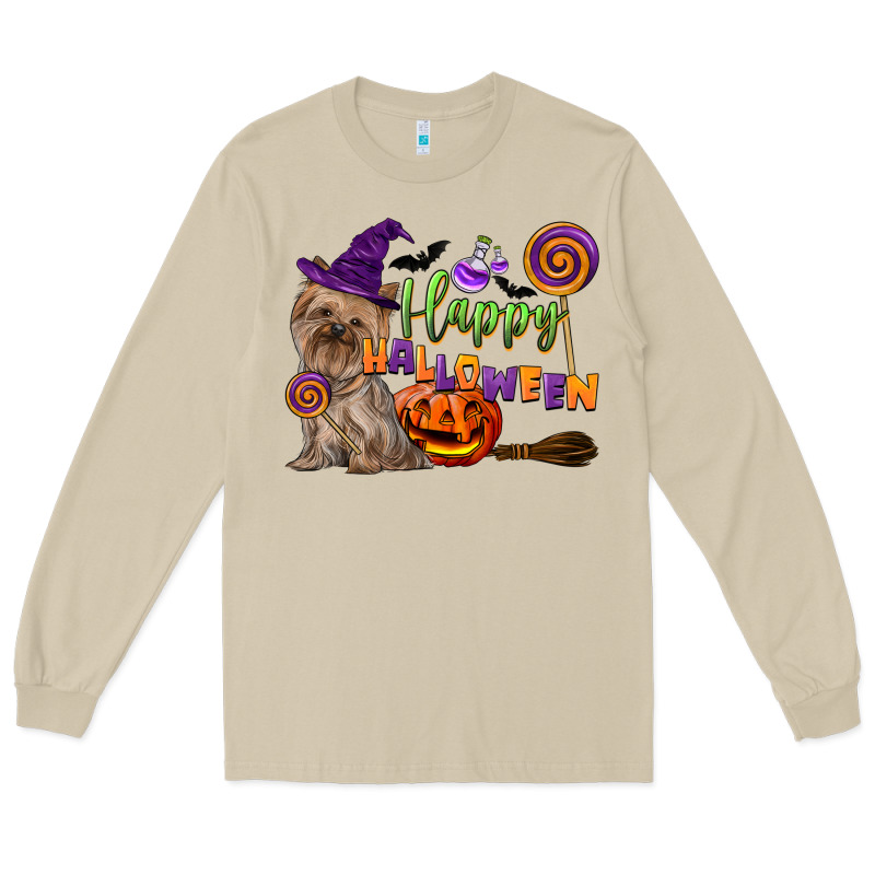 Happy Halloween With Yorkshire Terrier Dog Long Sleeve Tee by LillyAllenDesigns | Teevron