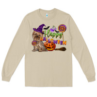 Mushroom Happy Halloween With Yorkshire Terrier Dog Long Sleeve Tee - LillyAllenDesigns